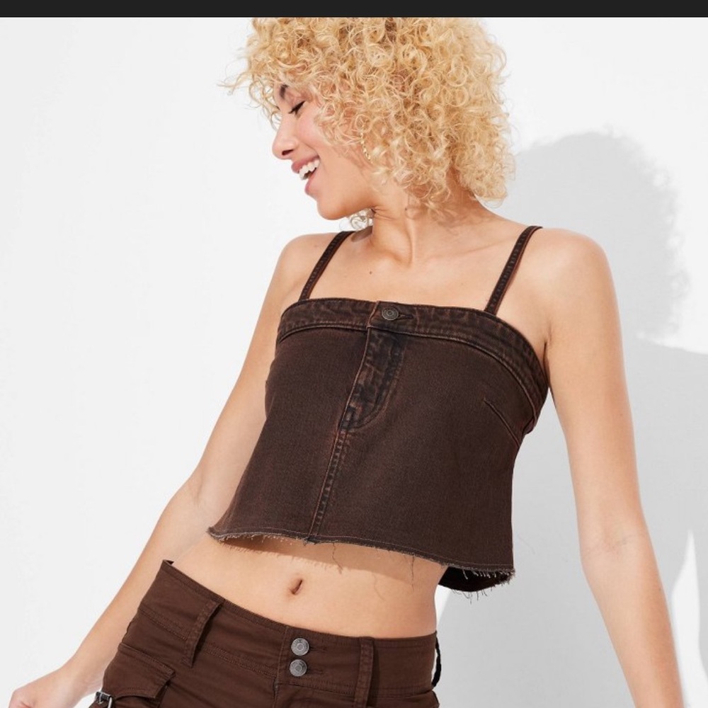 Brown Denim Crop Top by Wild Fable New With Tags